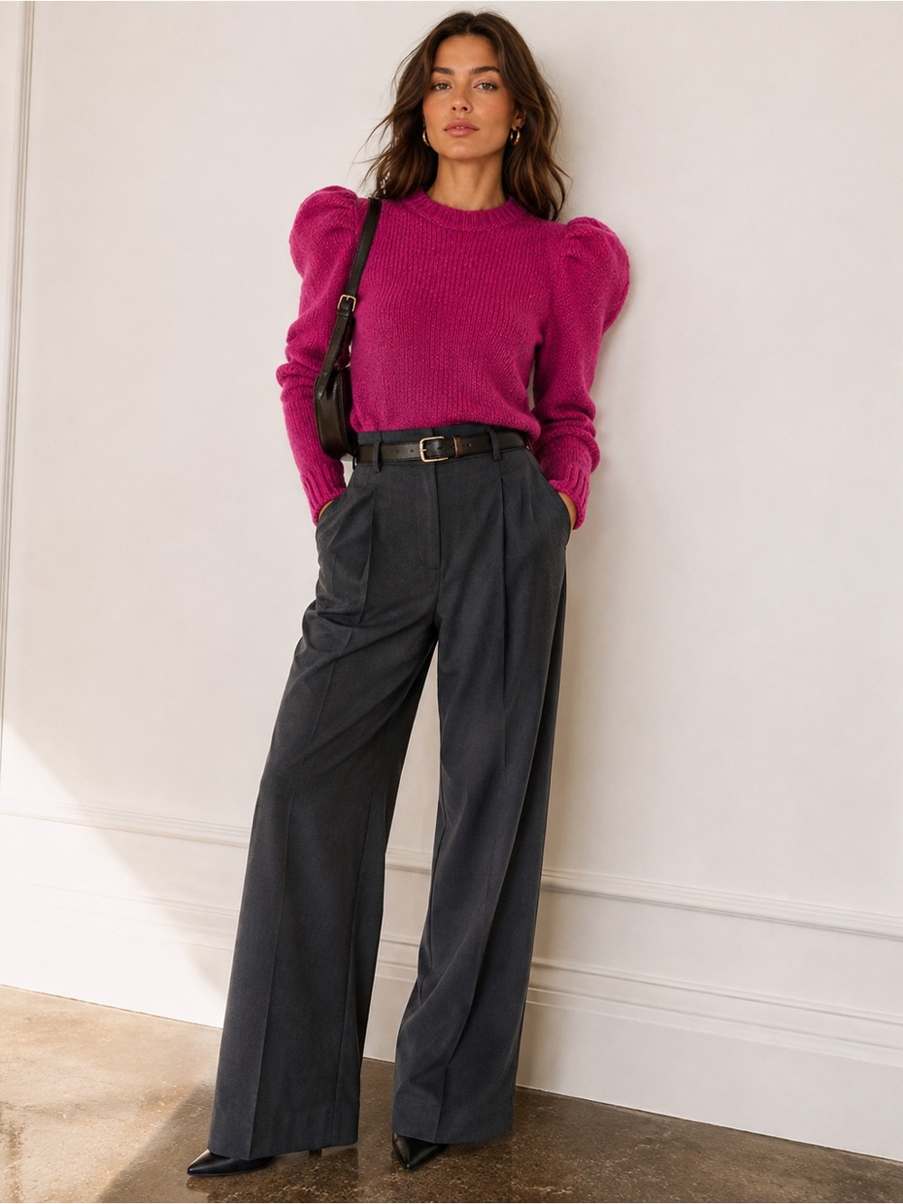 Derek Lam 10 Crosby Locken Pink Puff Shoulder Alpaca Sweater XS